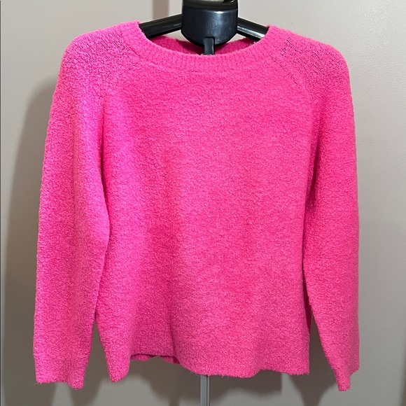 LOFT Sweaters - LOFT Hot Pink Bouclé Crewneck Sweater - Size Medium